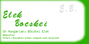 elek bocskei business card